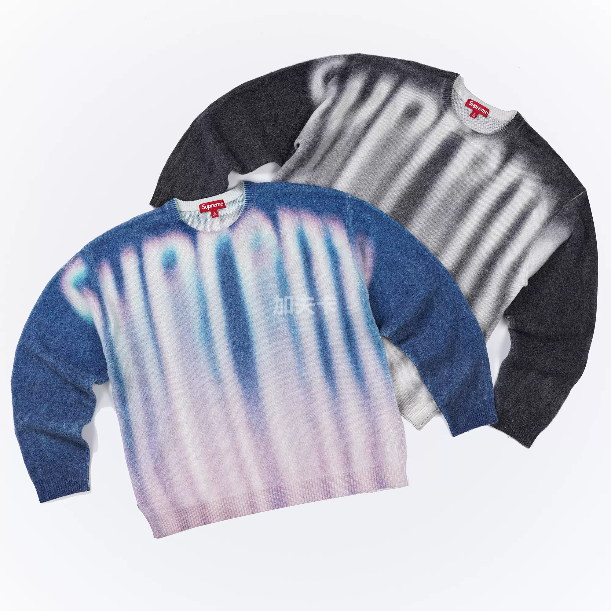 现货Supreme 23FW BLURRED LOGO SWEATER 渐变融化针织衫毛衣-Taobao