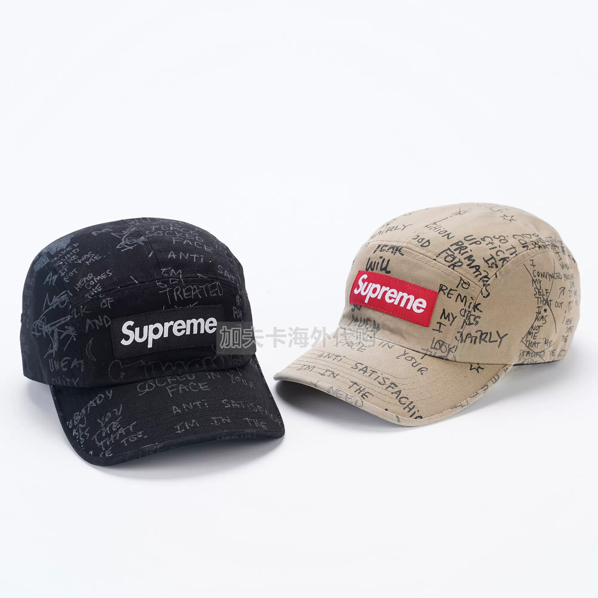 现货Supreme 23SS GONZ POEMS CAMP CAP 艺术家涂鸦露营帽弯檐帽-Taobao