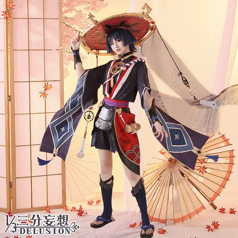 三分妄想原神cos服愚人衆第六席散兵cosplay男裝鬥笠流浪者帽子男 Taobao