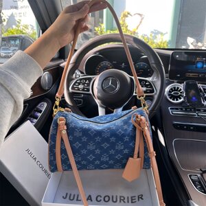 
JULIACOURIER women's bag denim print Boston bag women's 2026 new large capacity single shoulder crossbody bag