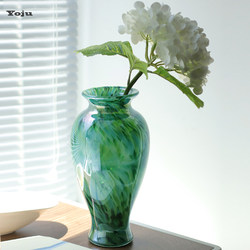 New Chinese-Style Glazed Retro Vase, High-End Artistic Decoration for Dining Table, Light Luxury Flower Arrangement, Hydroponic Glass Vase