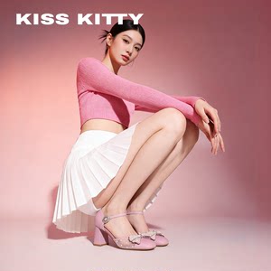 
KISSKITTY thick heel fashion sandals for women 2026 summer new style empty back purple bow high heels