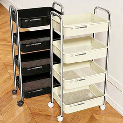 Small Trolley Storage Rack, Multi-Layer, Multi-Functional, Bedroom and Living Room Storage Rack, Bookshelf, Movable Snack Storage Rack