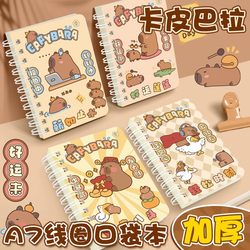 A7 Small Notebook Capybara Cartoon Lined Homework Mini Vocabulary Book Student Note Spiral Small Notebook