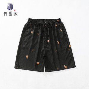 
[Liu Yan Dan] 100% mulberry silk five-point pants Hualuo men's shorts silk fragrance cloud yarn elastic waist silk silk