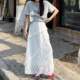 White lace skirt for women in summer 2025 new high waist drooping a-line skirt long skirt irregular cake skirt

