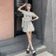 White floral short skirt for women 2025 new summer thin cake a-line skirt small high-waisted fluffy skirt
