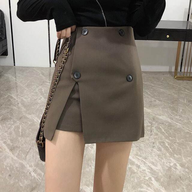 Irregular skirt women's clothing 2025 spring and autumn new fashionable high-waisted slit skirt to make you look slim and hip short skirt
