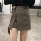 Irregular skirt women's clothing 2025 spring and autumn new fashionable high-waisted slit skirt to make you look slim and hip short skirt