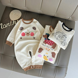 Baby boy's pure cotton long-sleeved harem spring and autumn outer wear