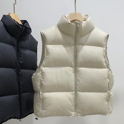 2025 New Style Women's Short down Vest with Stand Collar, Thickened and Warm, White Duck down Vest, Fashionable and Versatile