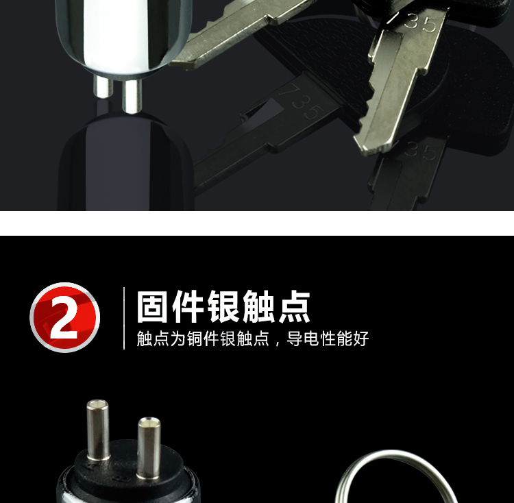 Taiwanese Key Switch 16mm 1 Normally Open 2 Pin 45 Degree Power With ...