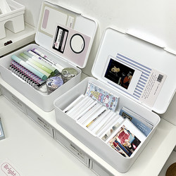 Pure White Ins-Style Large-Capacity Flip-Top Desktop Storage Box for Miscellaneous Items, Stackable, Suitable for Organizing Planners and Cards, Dustproof, with a High-End Feel