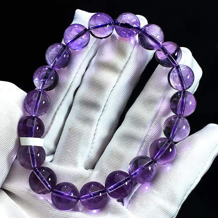 ZX烏拉圭天然紫水晶手錬單圈多圈情侶同款紫晶手串正品深紫色飾品-Taobao