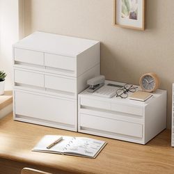 Stackable Drawer-Type Storage Box for Office Desktop A4 Documents, Multi-Layer Storage Box, Japanese-Style Simple Organization