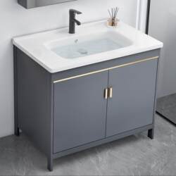 Floor-Standing Washbasin Cabinet Combination Bathroom Cabinet Ceramic Integrated Space Aluminum Washbasin Bathroom Household Washstand