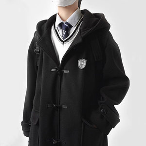 Kimura DK Japanese uniform woolen coat male student spring and autumn horn button double-sided woolen mid-length jacket