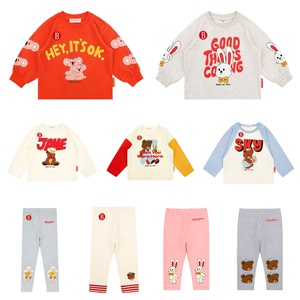 
Ready in stock! Long-sleeved T-shirt for boys and girls, cartoon printed top, T-shirt top, leggings set