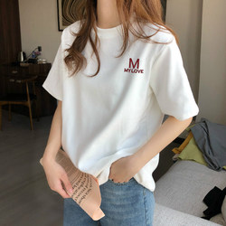 White Short-Sleeve T-Shirt for Women, Round Neck, Suitable for Summer, Spring, and Autumn, Can Be Worn as an Inner Layer, Loose Fit, Plus Size, Simple Top