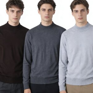 
GG8822 foreign trade European and American single men's half turtleneck sweater winter new pullover simple solid color loose sweater