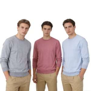
AA5350 foreign trade European and American single men's solid color sweater new round neck pullover simple casual versatile sweater
