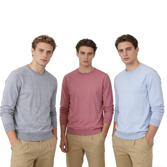 
AA5350 foreign trade European and American single men's solid color sweater new round neck pullover simple casual versatile sweater