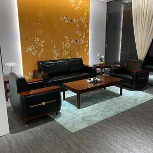 
New Chinese style sofa living room 2025 new business office reception simple light luxury comfortable high-end black walnut
