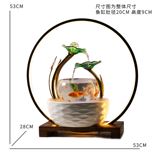 ミニ金魚鉢 - セラミックの滝の装飾