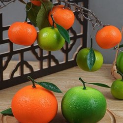 Simulated Orange, Fake Orange Model, Sugar Orange Decorative Ornaments, Fruit Props, Green Plant Accessories, Shopping Mall and Supermarket Hanging Decorations