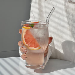 ins Unique Wide-Mouth Fruit Tea Cup Extra Large Capacity Glass Cup Milk Tea Beverage Juice Cup Cold Drink Cup