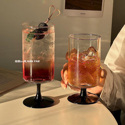 ins Internet-Famous Restaurant Glass High-Stemmed Drink Cup, Cold Drink Cup, Milk Tea, Fruit Tea Juice Cup, High-Value Latte
