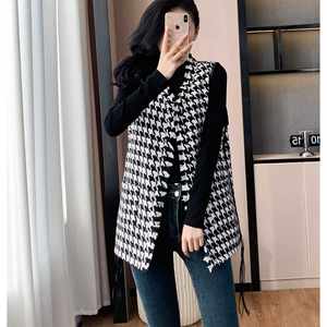 
Thousand Houndstooth Plaid Vest Coat 2025 Spring and Autumn New Women's Outer Top Loose Korean Style Horse Clip Cover Shoulder