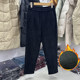 Middle-aged and elderly new winter clothing thickened plus velvet mom casual pants women slim corduroy harem pants grandma