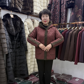 
Mom's new autumn and winter casual hooded woolen coat for women petite lamb wool warm top