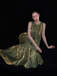 
RosyLong gilded kiwi round dance flowing exquisite bow green fairy dress like thick