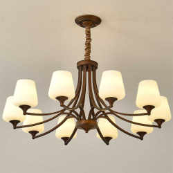 American-Style Mid-Century Chandelier for Living Room, Dining Room, and Bedroom Lighting, Retro, Simple and Elegant, Creative Design Iron Chandelier