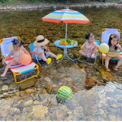 Korea ins Children's Folding Recliner Beach Chair Sleeping Chair Portable Set Lunch Break Chair Camping Picnic Table