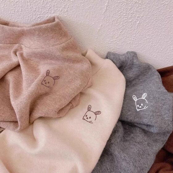 
Children's new velvet autumn and winter bottoming shirt warm inner top for boys and girls long-sleeved T-shirt baby half turtleneck