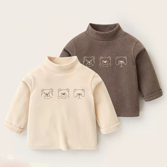 
Children's German velvet half turtleneck bottoming shirt for boys in autumn and winter for baby girls long-sleeved T-shirts for small and medium-sized children warm inner tops