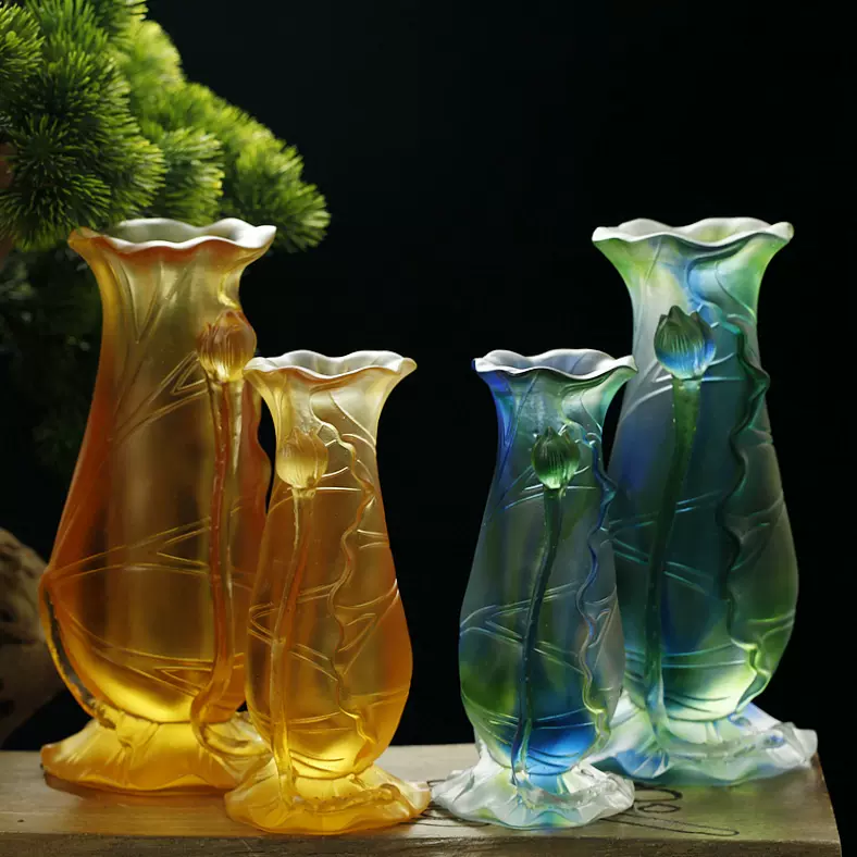 中式家用装饰花瓶佛堂七宝琉璃花瓶花器供佛观音宝瓶香筒莲花供瓶-Taobao