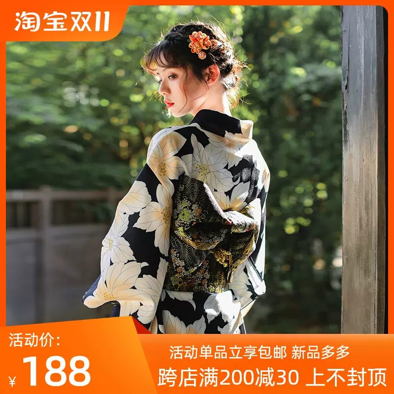 月下和服 和風大氣優雅日本和服改良和服浴衣 煙火祭和服正裝女-Taobao