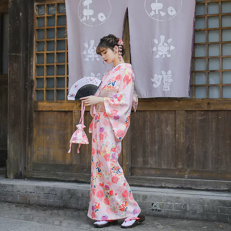 樱花季超可爱粉色和服浴衣日本正装和服女日系少女和风改良和服-Taobao