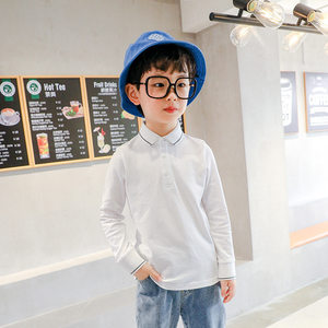 
Children's polo shirt spring and autumn children's clothing college boys' T-shirt long-sleeved versatile lapel casual bottom shirt top school uniform T