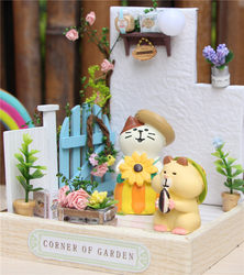 Cat Department Store Summer Garden Scene Mini Figurines Sunflower Cat Eating Ice Shiba Inu Japanese Car Decoration