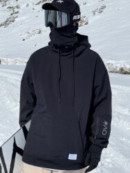 Windproof and Waterproof Fleece-Lined Sweatshirt for Snowboarding and Skiing, Layered Long-Sleeve T-Shirt, Loose Fit, Unisex