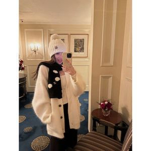 
NanaByNana [Slow Life] Heavy Raccoon Wool Sweater Women's Winter Brushed Knitted Cardigan