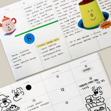 BE ON D 체커보드 만년력 스케줄, 반년 주간계획, 메모장, 간편인스형 장부 -
