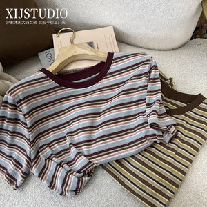 
Xijia Women's Wear Summer Thin Pullover Round Neck Lyocell Short Sleeve Large Size New Retro Style Slim T-Shirt Top