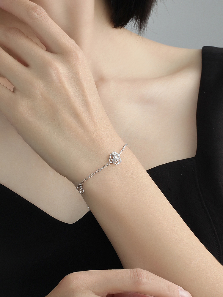 Mingpai Pt950 プラチナ ローズ ブレスレット Bfk0047