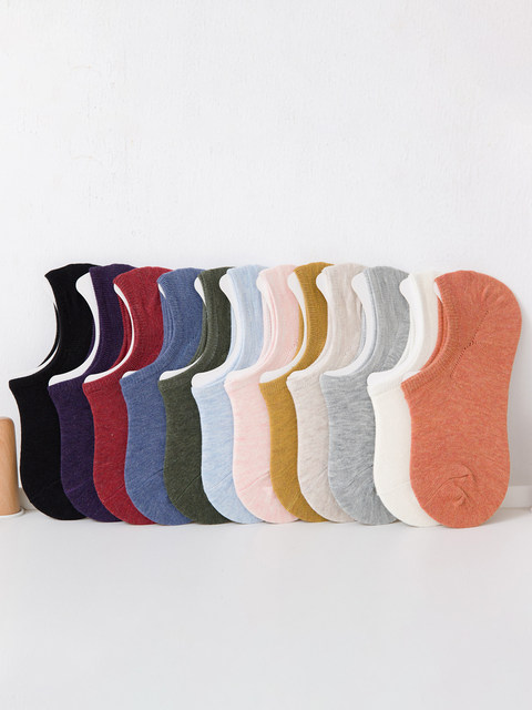 Pure color Socks Short Socks Summer Breathable Sweat Absorbing Flats ...